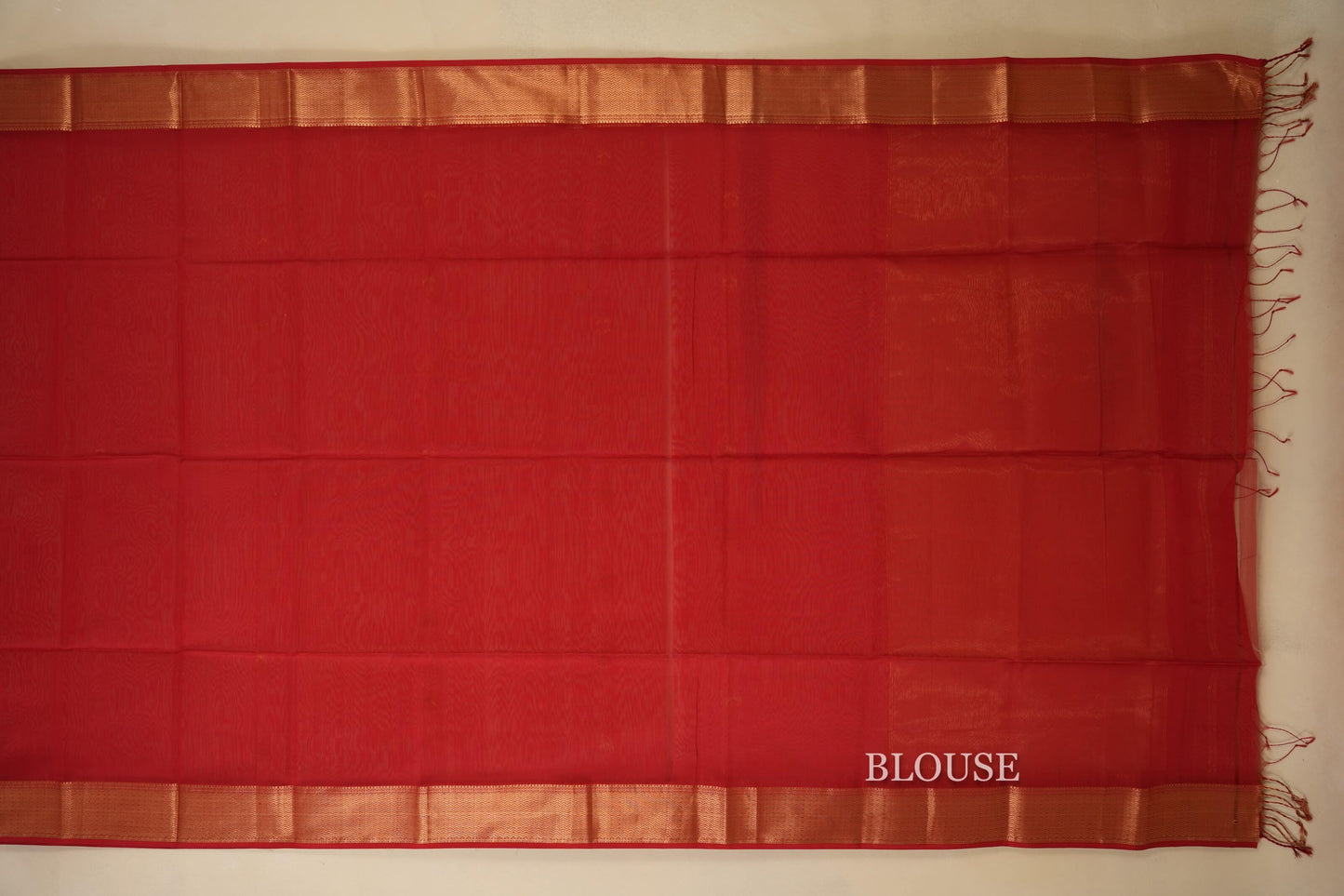 Red Maheshwari Silk Cotton Saree blouse