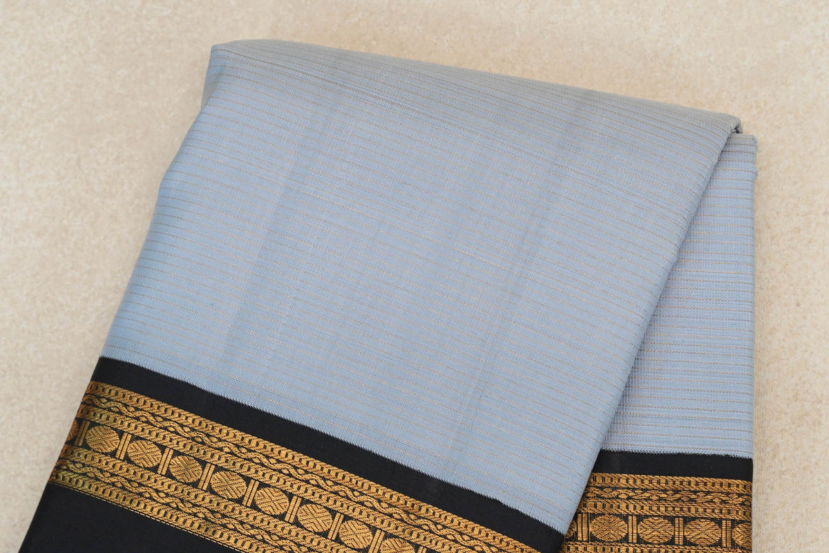 Grey with Black Rettai Pettu Borders Vintage Kanjivaram Silk Saree SS10166