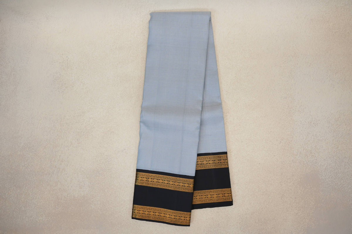 Grey with Black Rettai Pettu Borders Vintage Kanjivaram Silk Saree SS10166