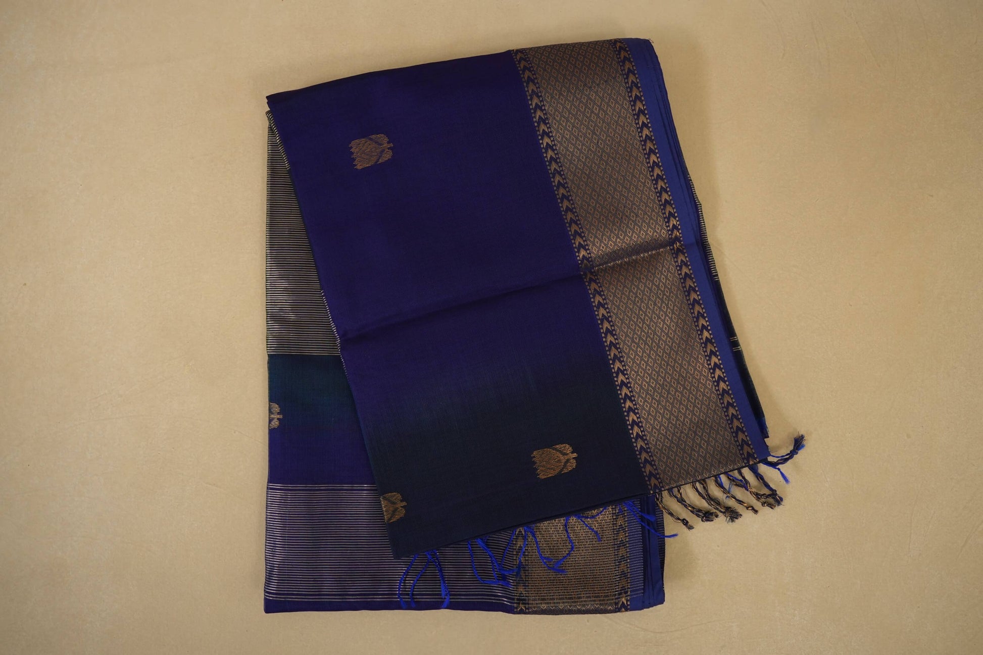 Multi color folded  maheshwari silk cotton saree