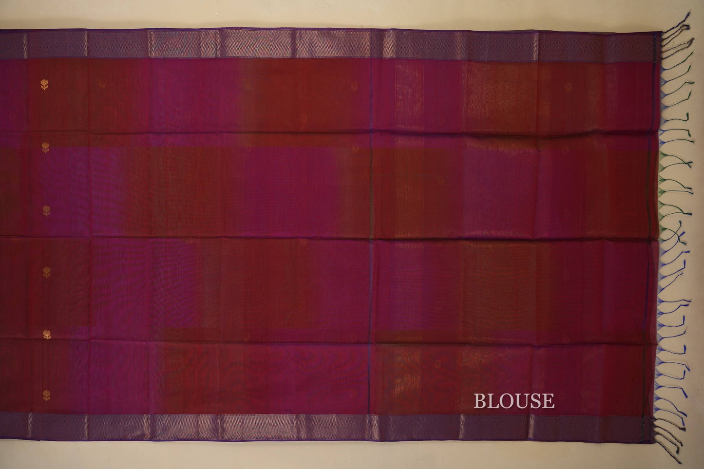 Multi Color Maheshwari Silk Cotton Saree blouse