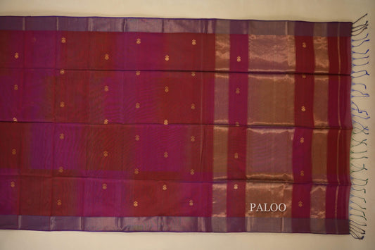 Multi Color Maheshwari Silk Cotton Saree paloo