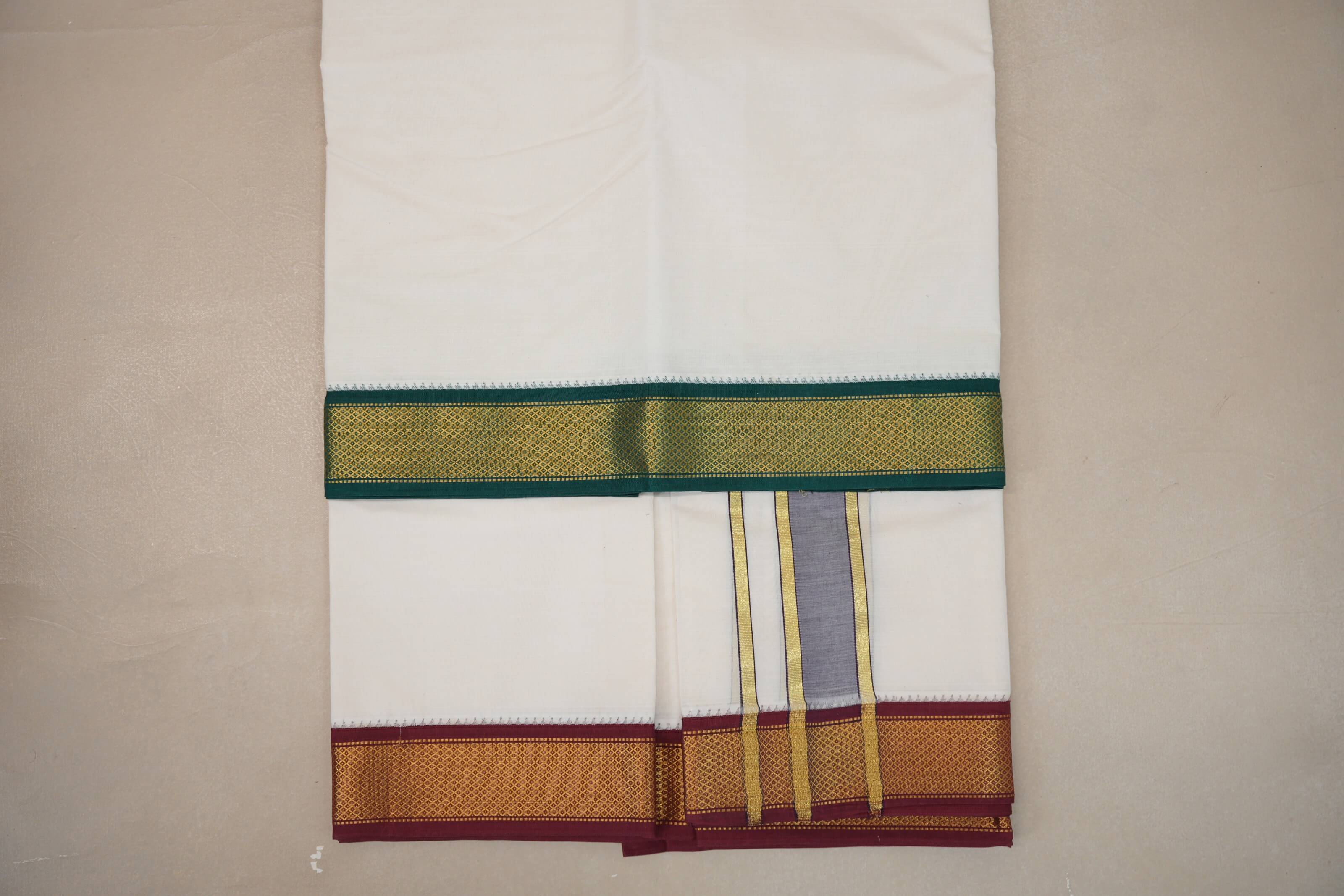 10 Mulam Cotton Muhurtham Dhoti with 6 Mulam Angavastram DH086