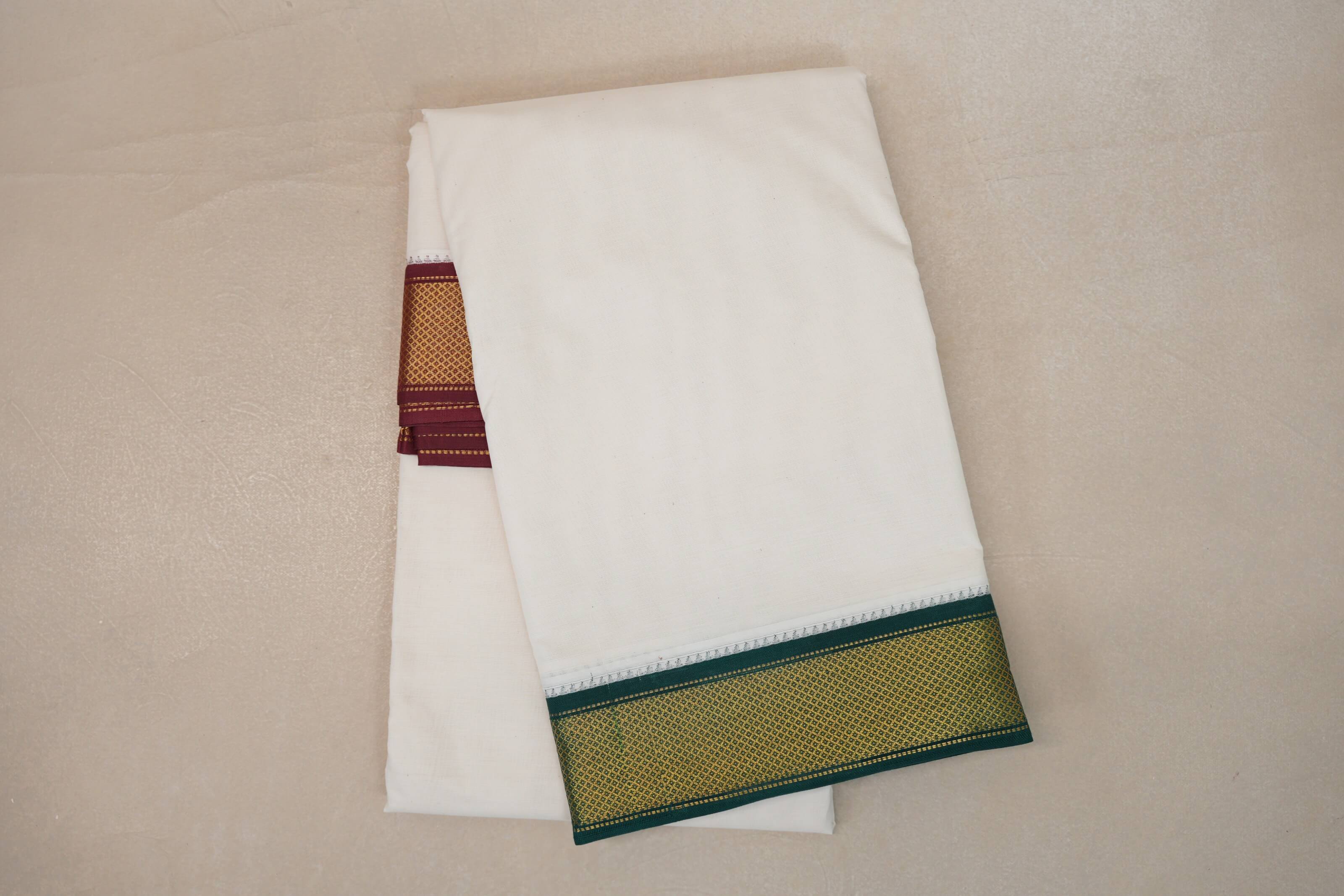 9 Mulam Cotton Muhurtham Dhoti with 5 Mulam Angavastram DH088