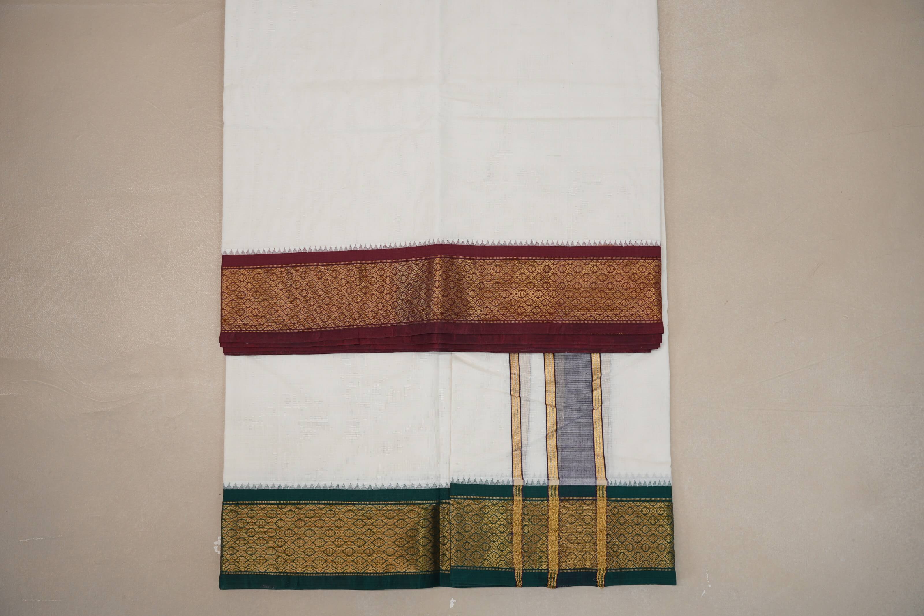 9 Mulam Cotton Muhurtham Dhoti with 5 Mulam Angavastram DH090