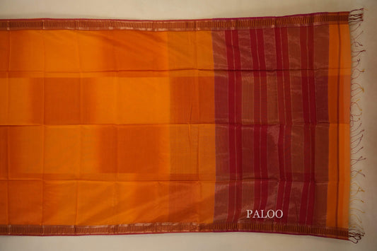 Mustard Maheshwari Silk Cotton Saree paloo