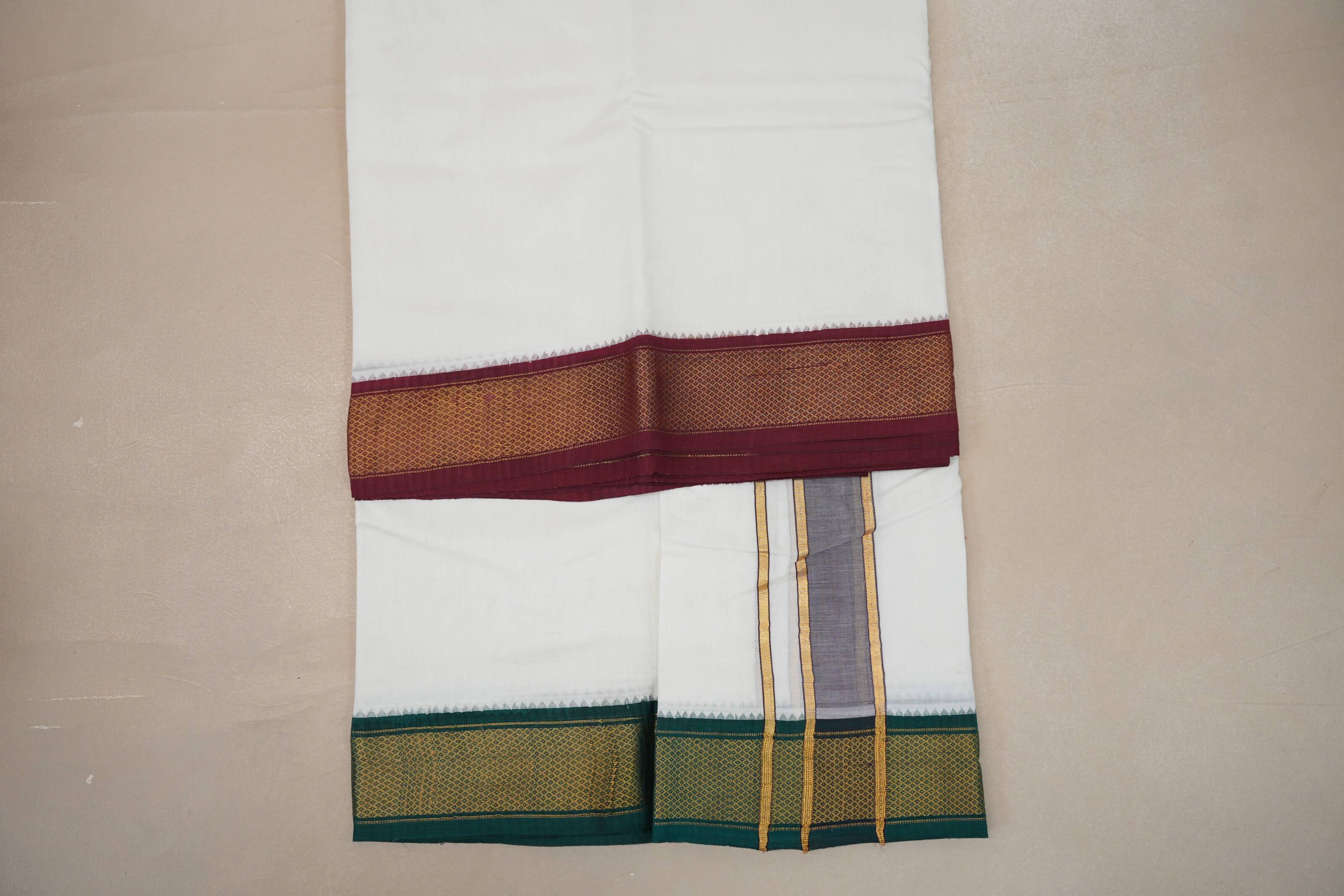 9 Mulam Cotton Muhurtham Dhoti with 5 Mulam Angavastram DH092