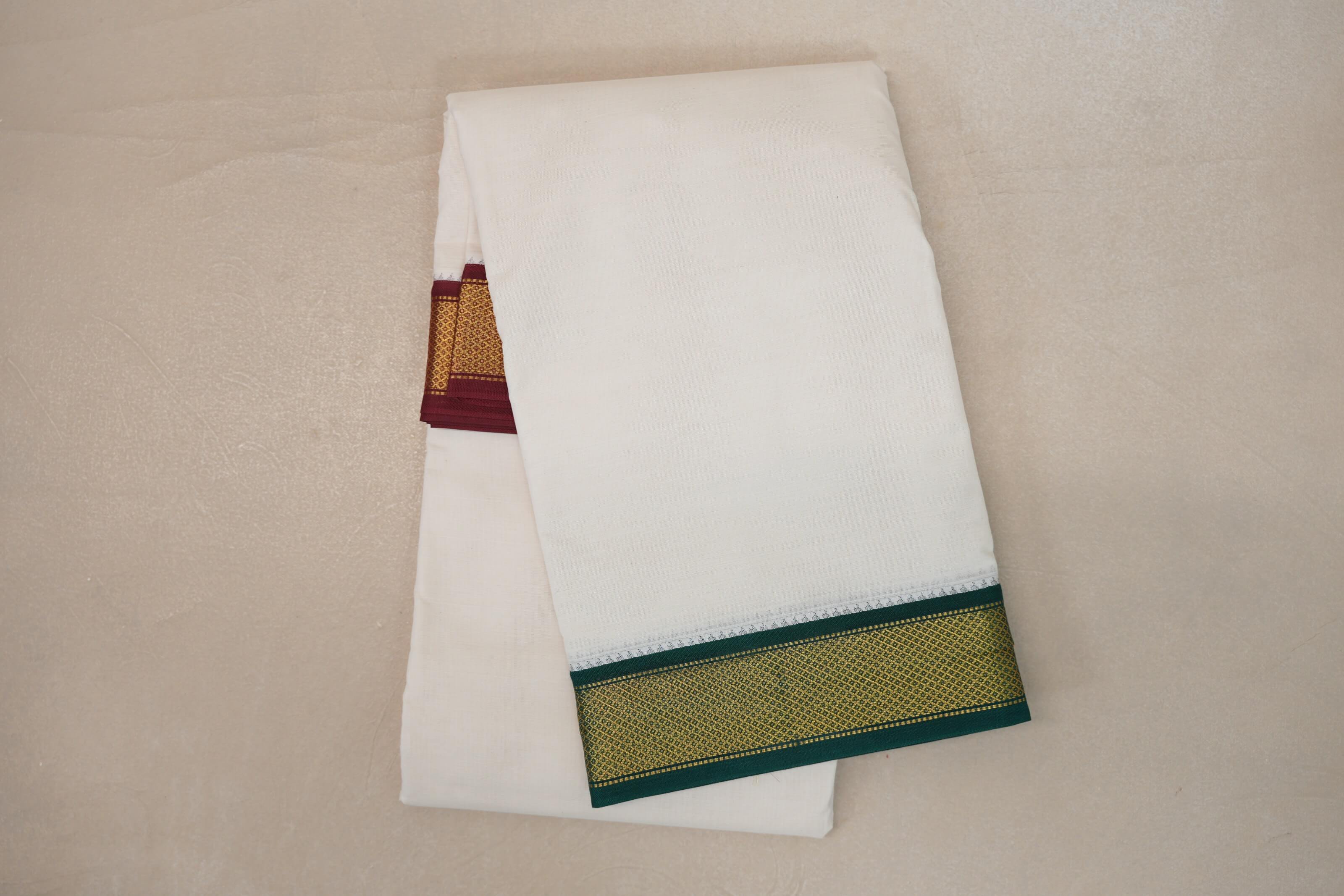9 Mulam Cotton Muhurtham Dhoti with 5 Mulam Angavastram DH093