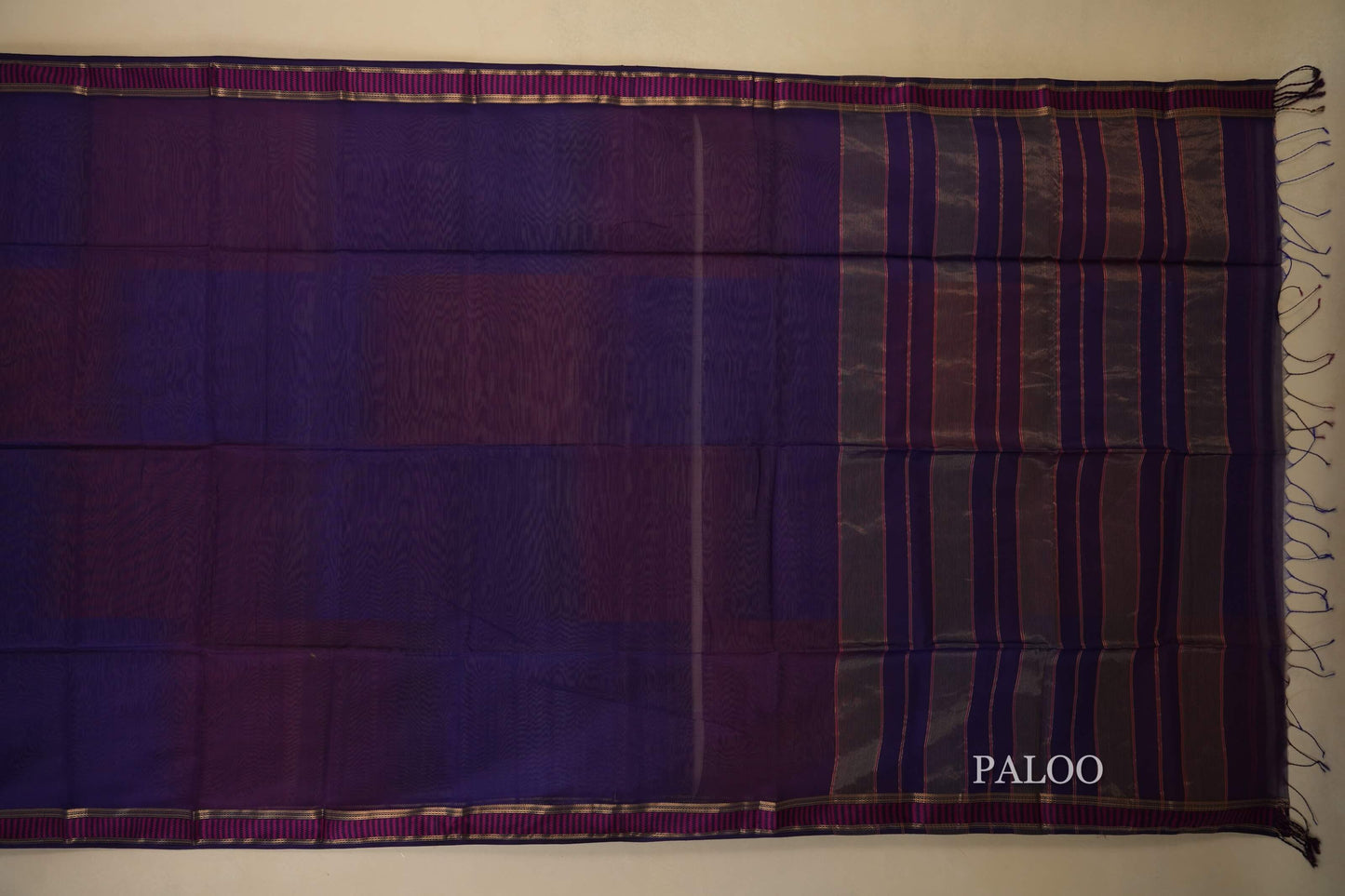 Multi Color Maheshwari Silk Cotton Saree paloo