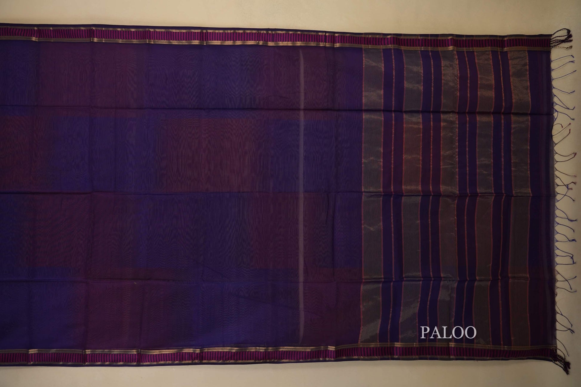 Multi Color Maheshwari Silk Cotton Saree paloo