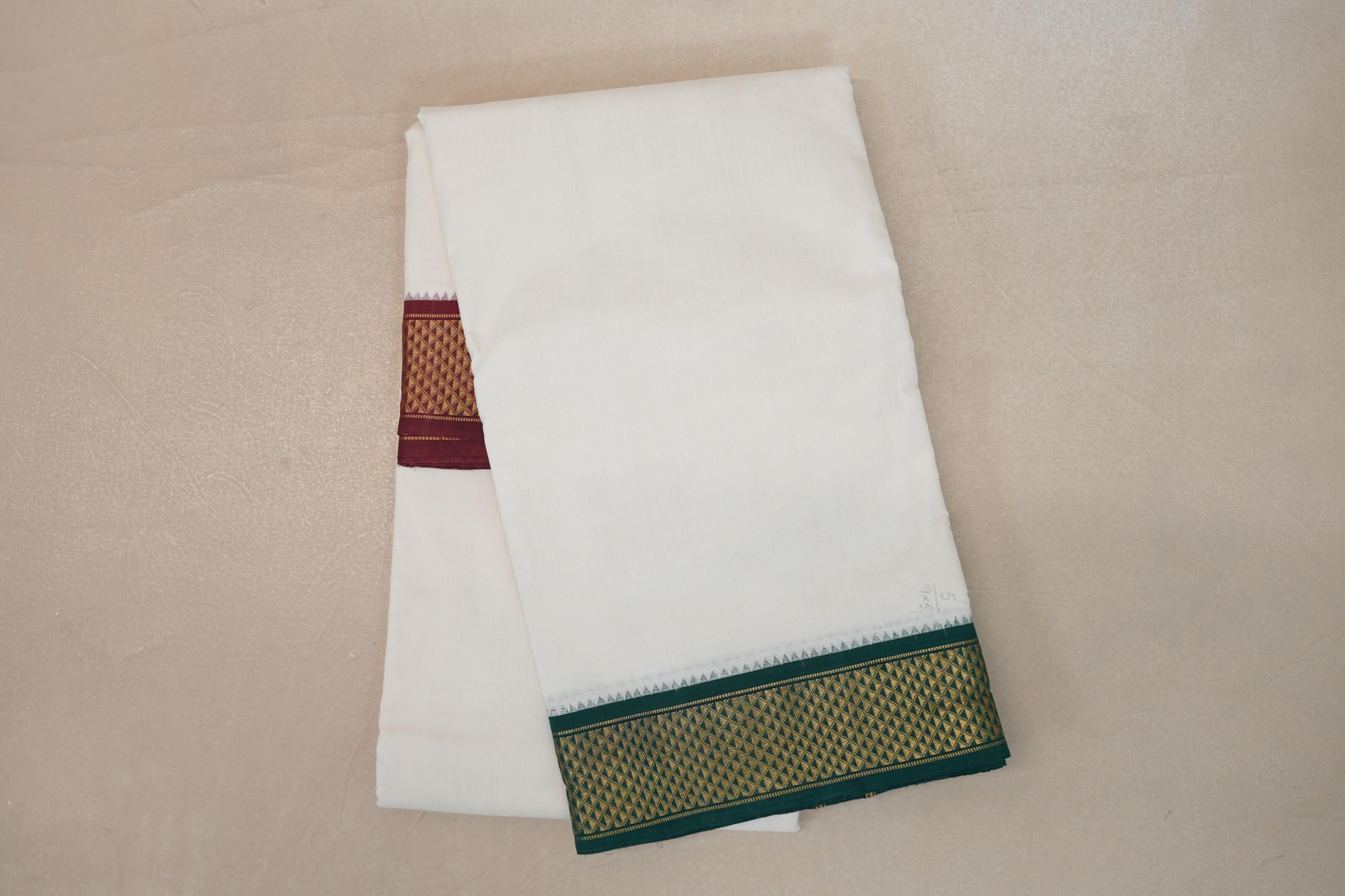 9 Mulam Cotton Muhurtham Dhoti with 5 Mulam Angavastram DH095