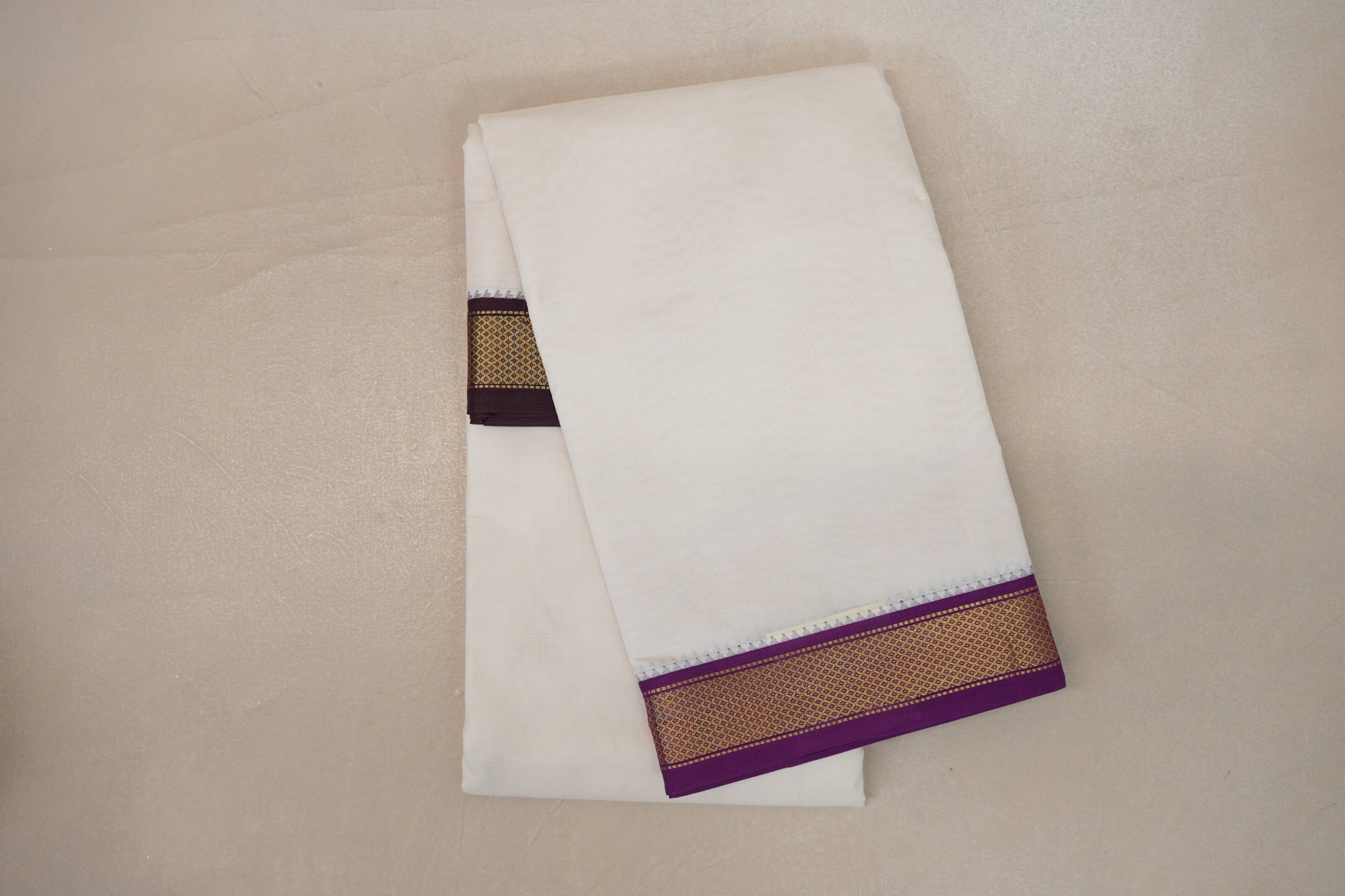 9 Mulam Cotton Muhurtham Dhoti with 5 Mulam Angavastram DH096