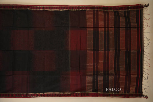 Multi Color Maheshwari Silk Cotton Saree paloo