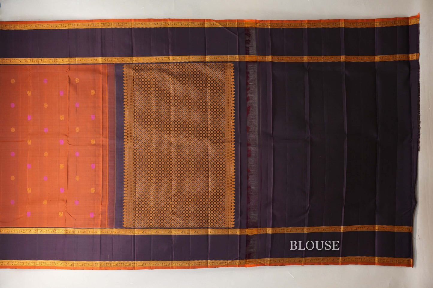 Orangish brown with Deep Plum Vintage Kanjivaram Silk Saree SS9051