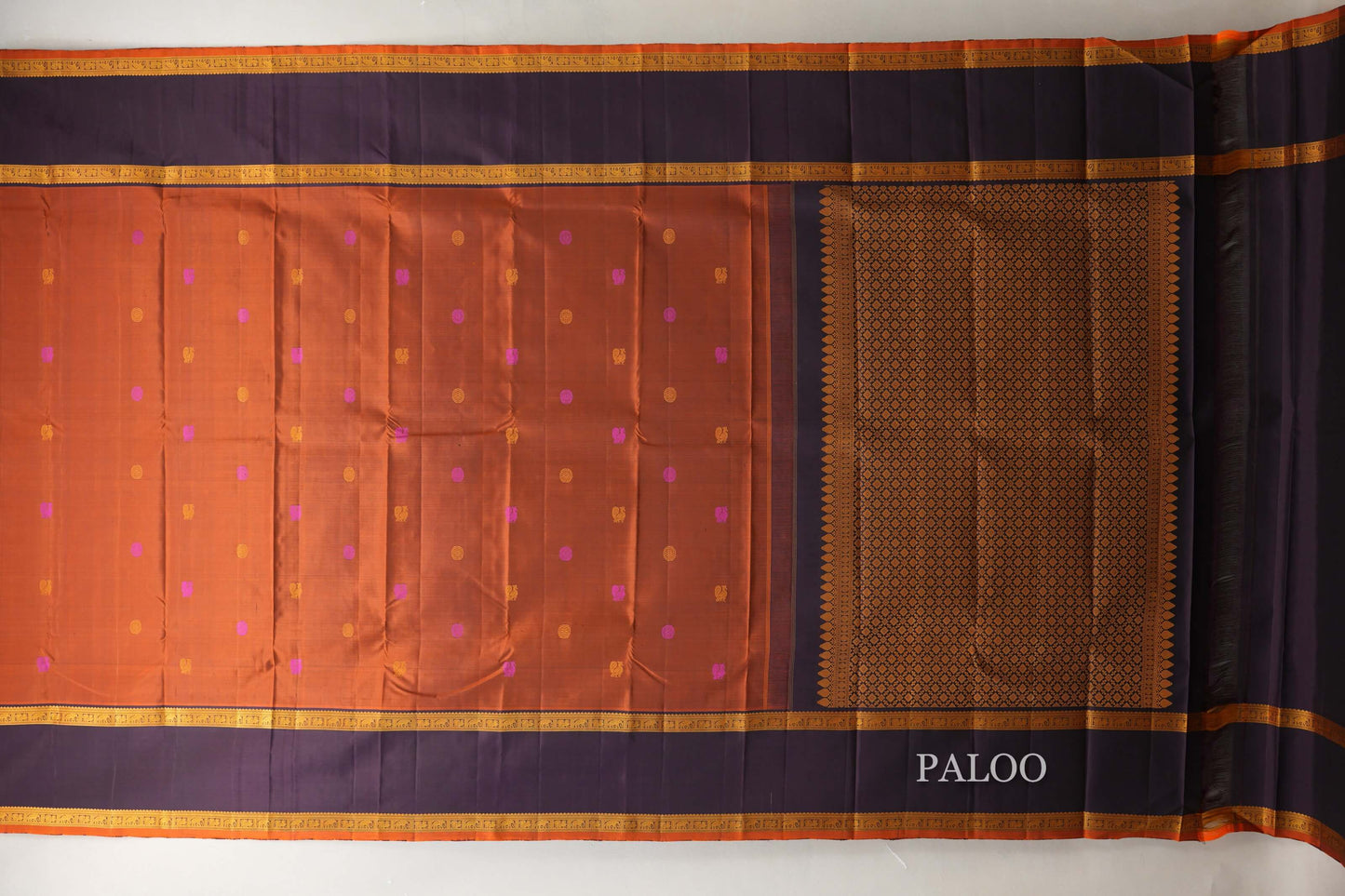 Orangish brown with Deep Plum Vintage Kanjivaram Silk Saree SS9051