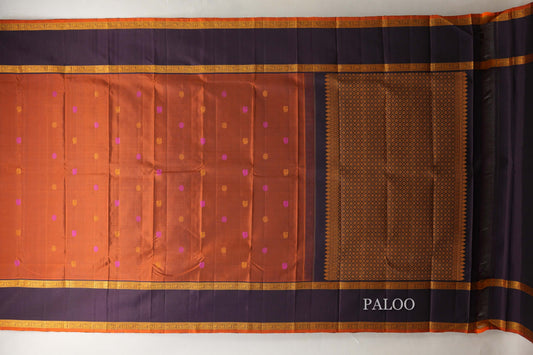Orangish brown with Deep Plum Vintage Kanjivaram Silk Saree SS9051