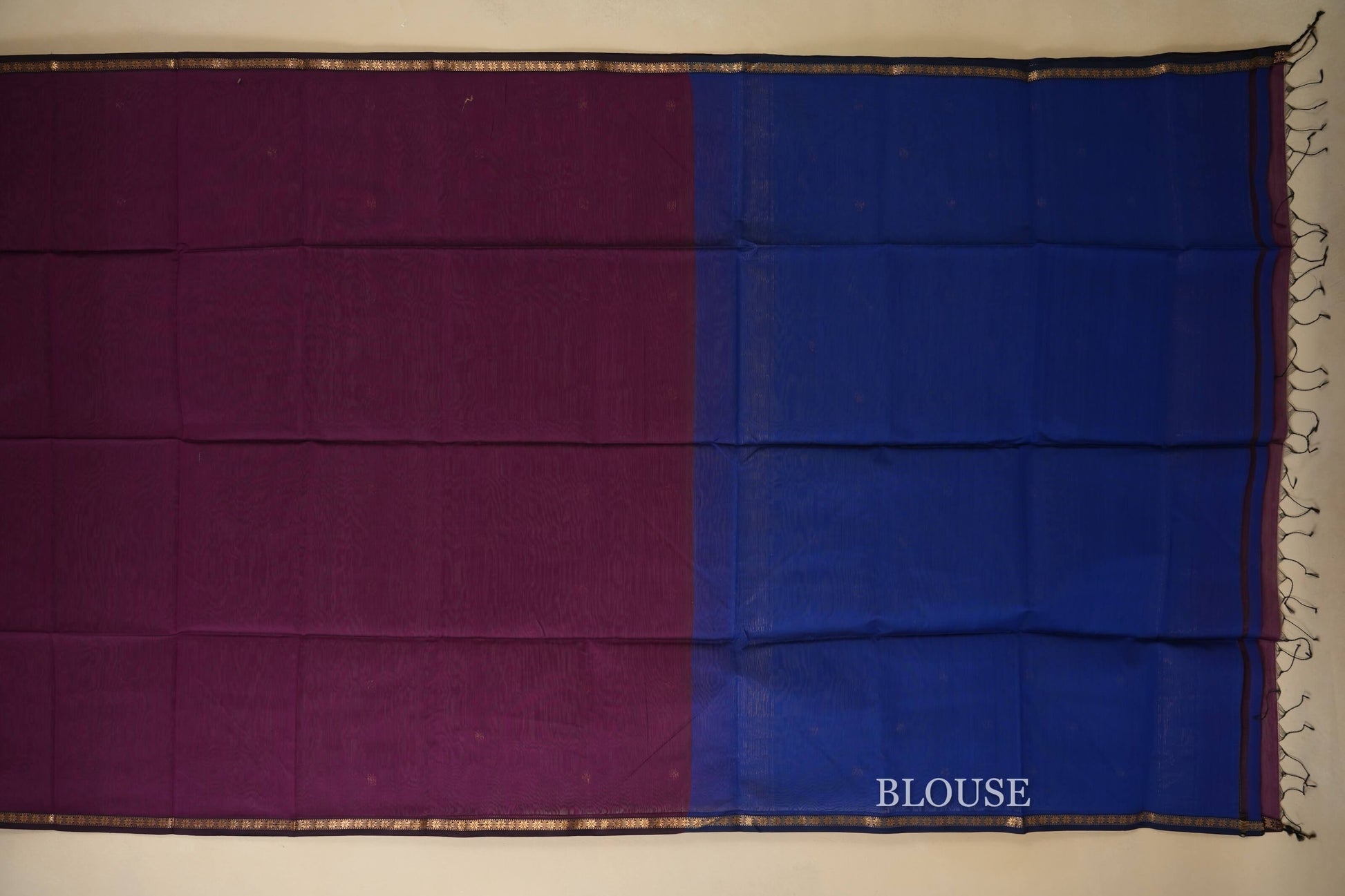 Magenta maheshwari silk cotton saree blouse