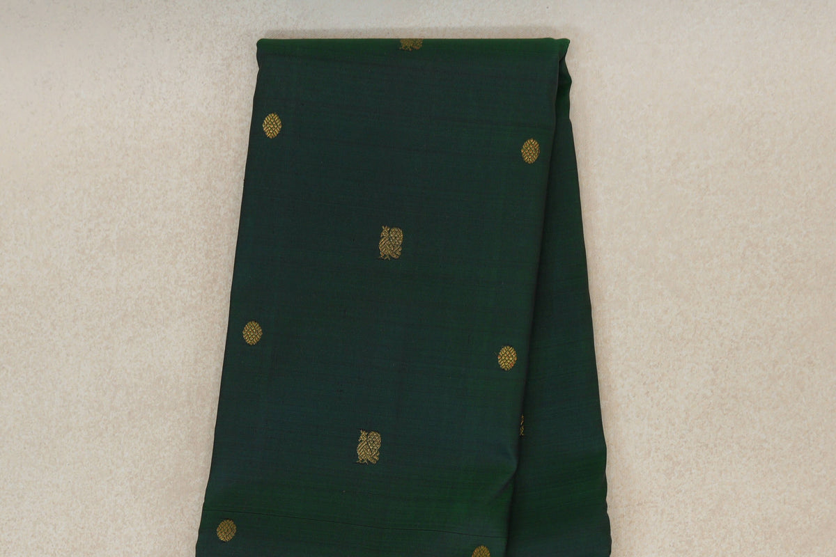 Bottle Green with Dusty Pink Borders Vintage Kanjivaram Silk Saree SS10176