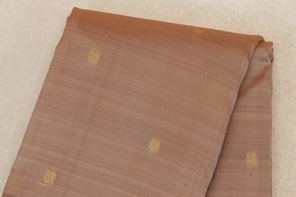Deep Beige with Deep Purple Borders Vintage Kanjivaram Silk Saree SS10178