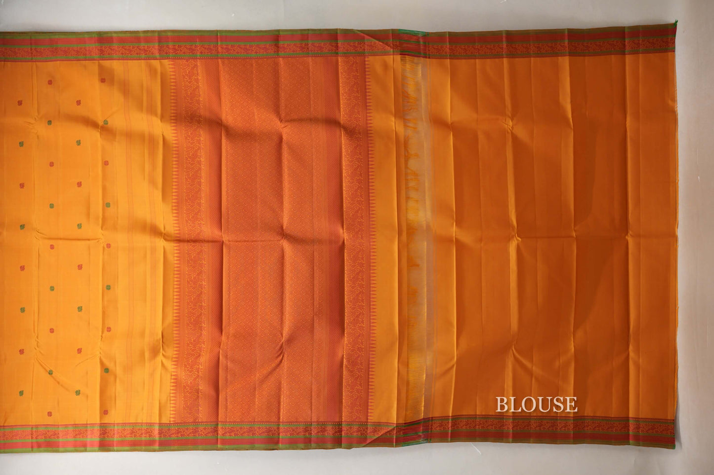 Mango yellow with Pink with parrot green Vintage Kanjivaram Silk Saree SS9054