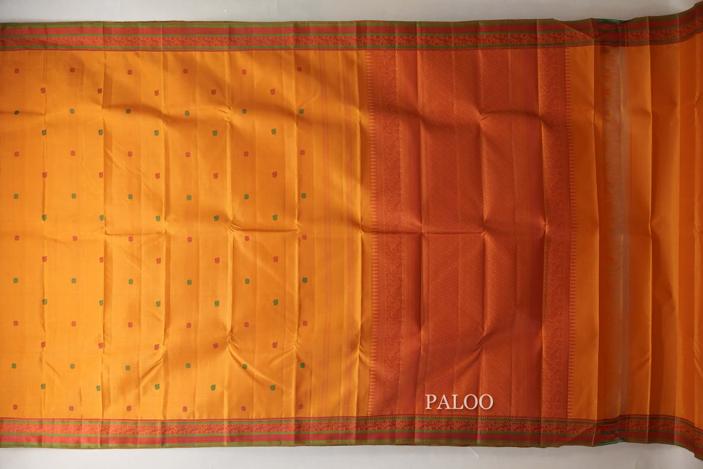Mango yellow with Pink with parrot green Vintage Kanjivaram Silk Saree SS9054