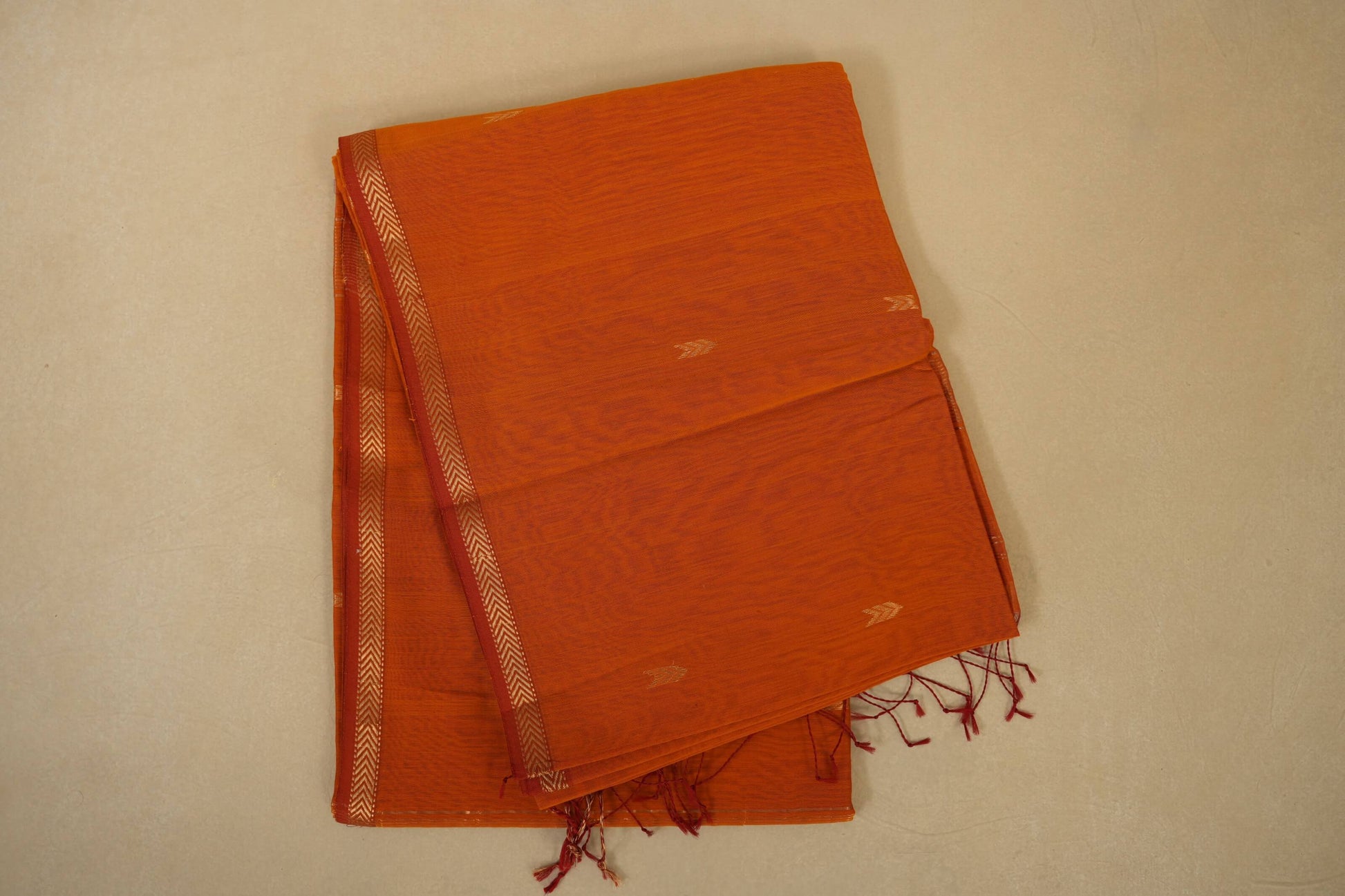 Mustard folded maheshwari silk cotton saree