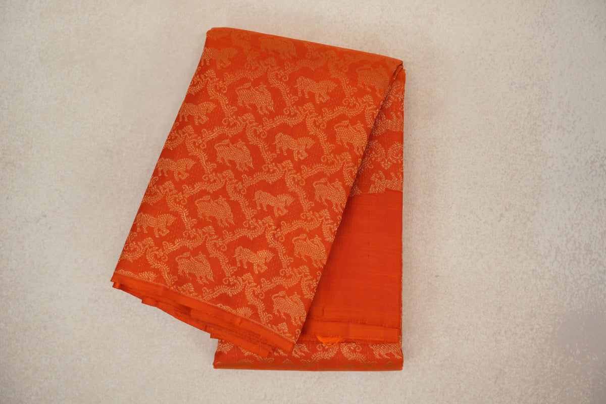 Deep Orange Vintage Kanjivaram Silk Saree SS10181