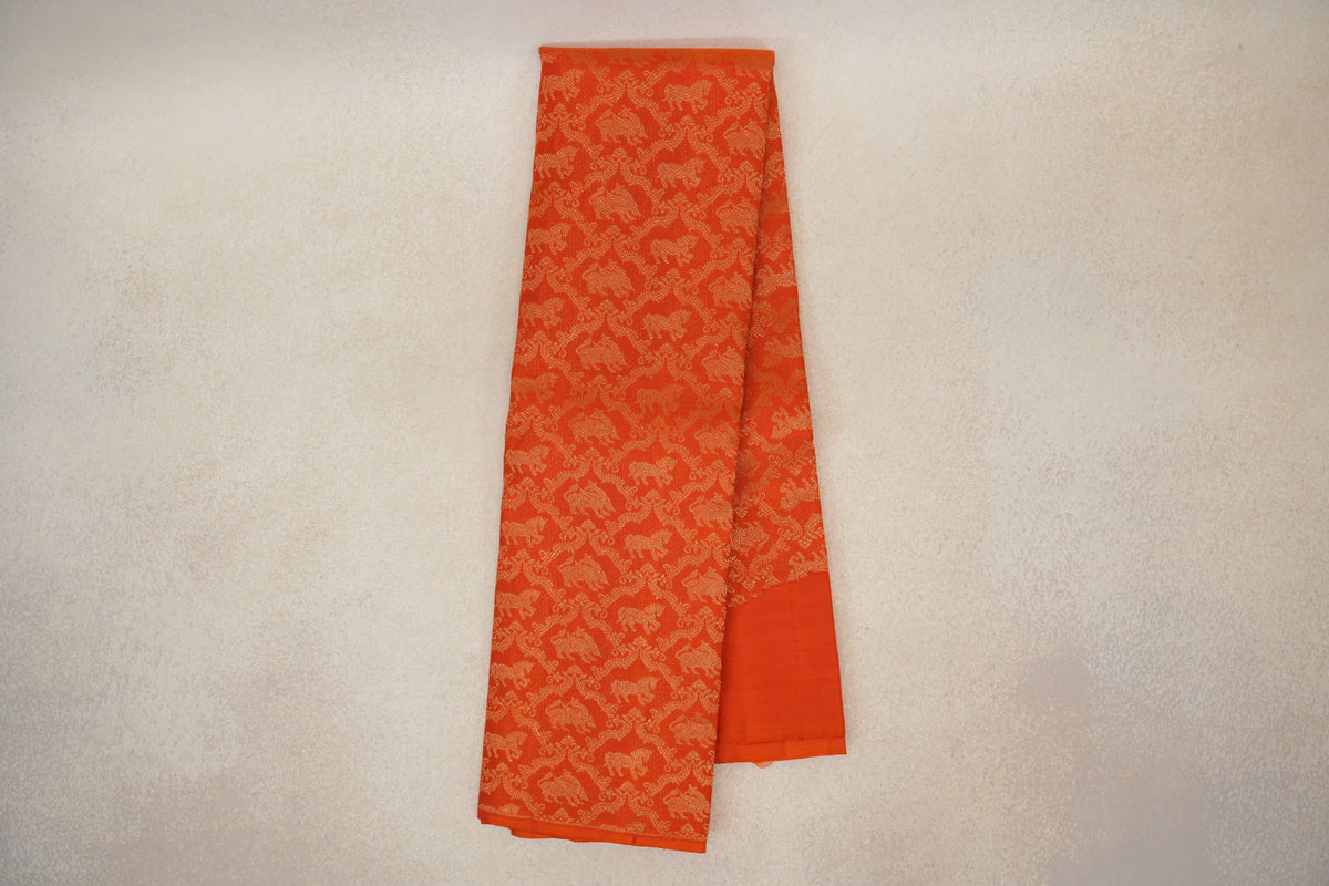 Deep Orange Vintage Kanjivaram Silk Saree SS10181