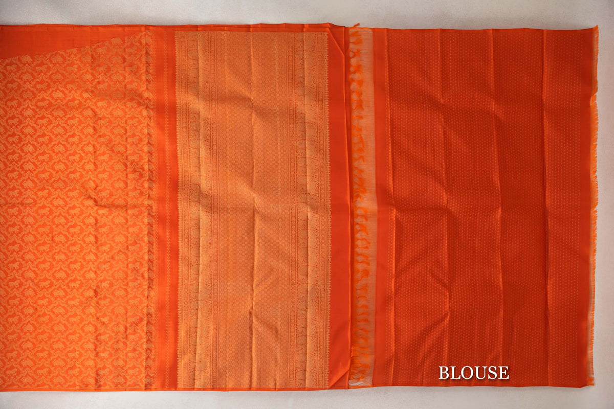 Deep Orange Vintage Kanjivaram Silk Saree SS10181