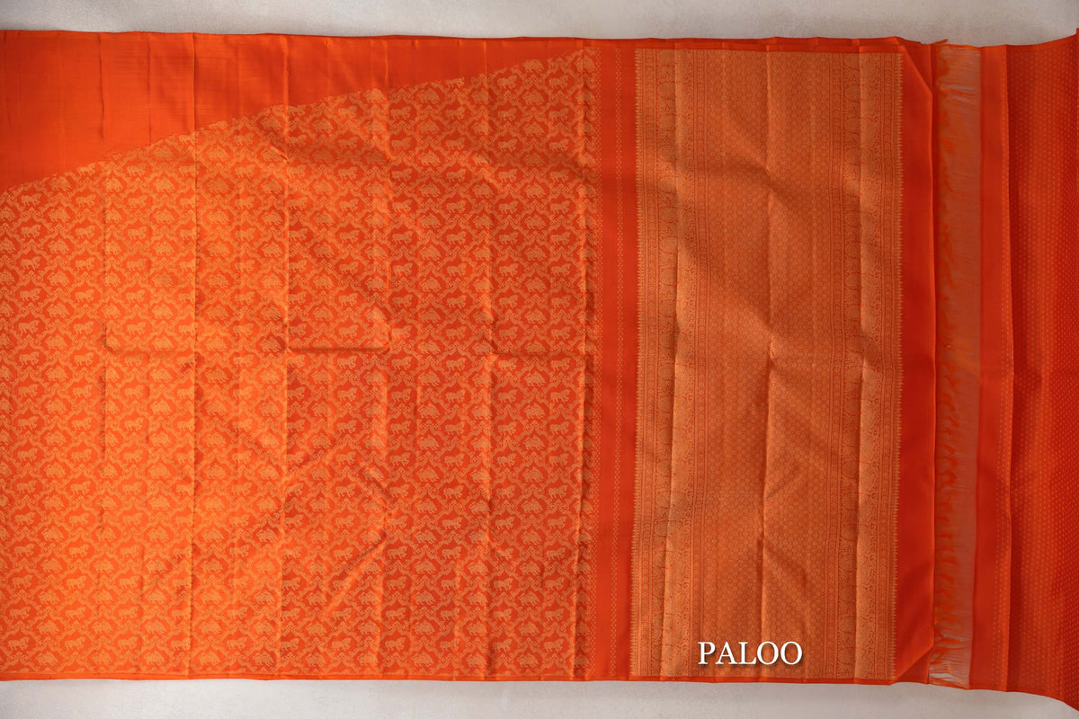 Deep Orange Vintage Kanjivaram Silk Saree SS10181