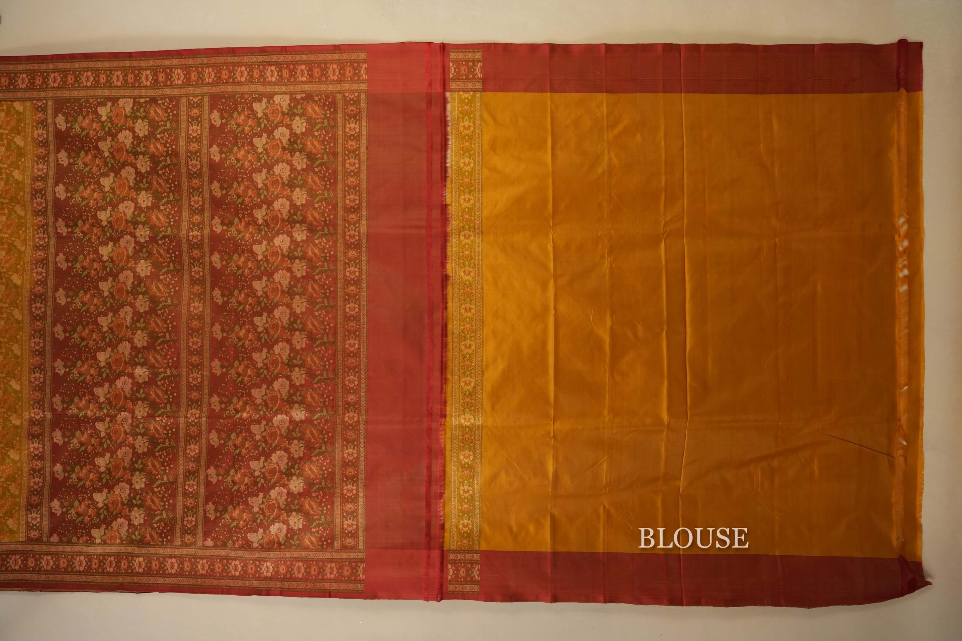 Yellowish Green Banarasi Silk Saree  blouse