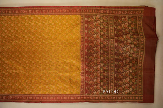 Yellowish Green Banarasi Silk Saree paloo