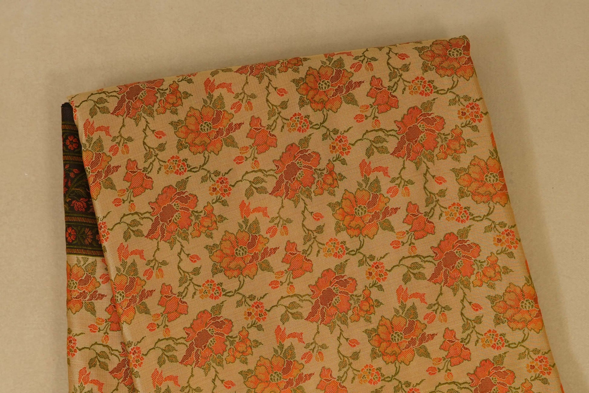 Beige Banarasi silk saree  body zoom