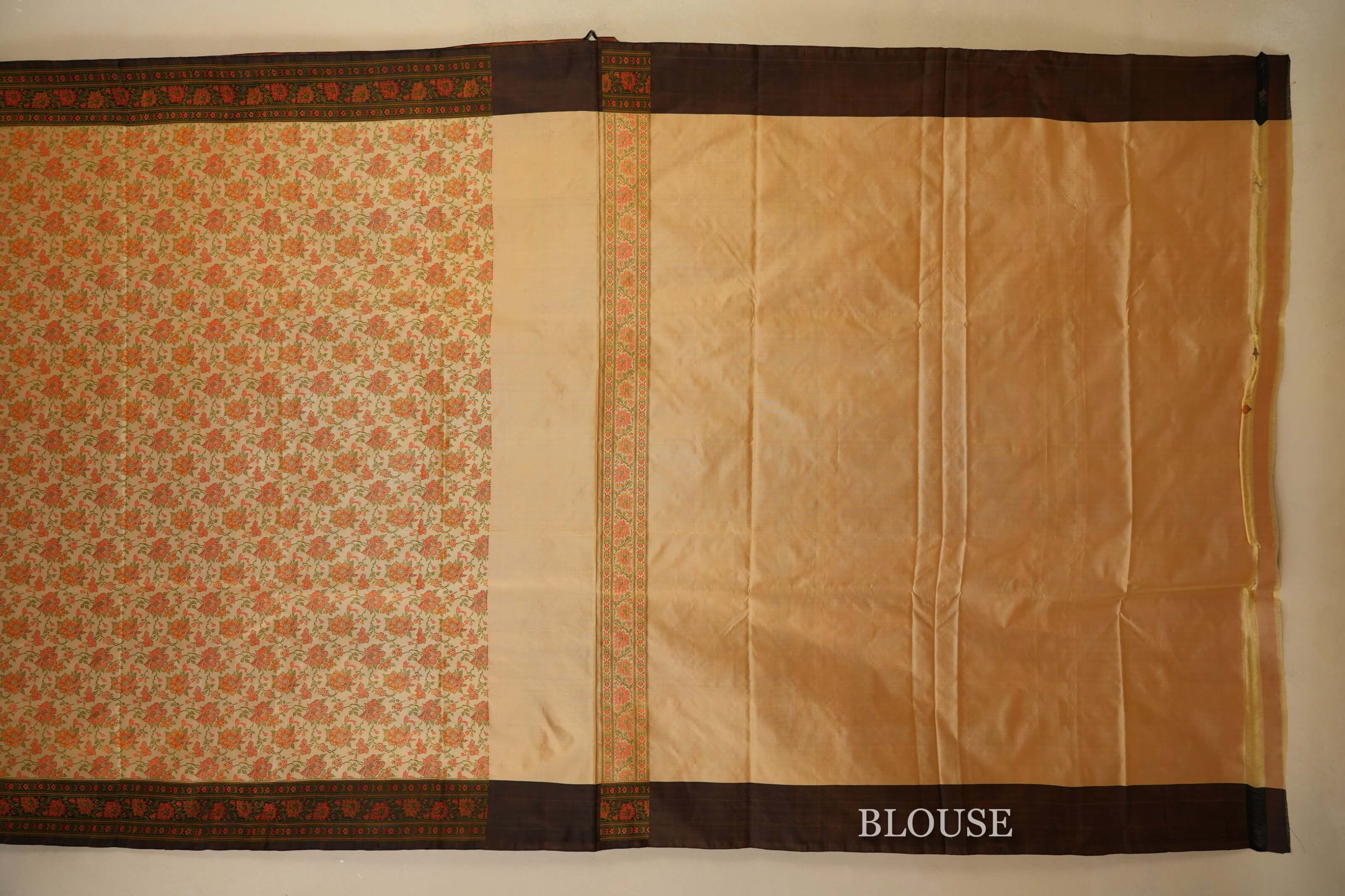 Beige Banarasi silk saree  blouse