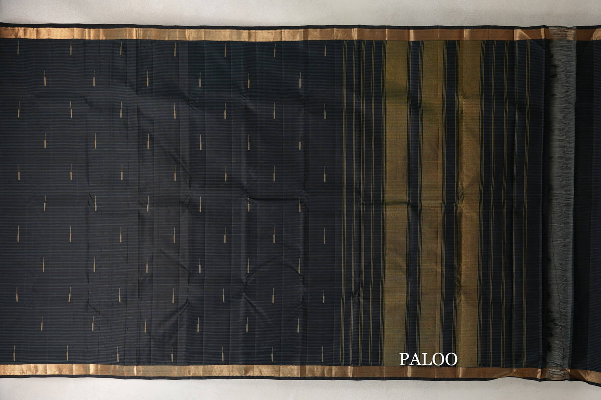 Black Vintage Kanjivaram Silk Saree SS10183