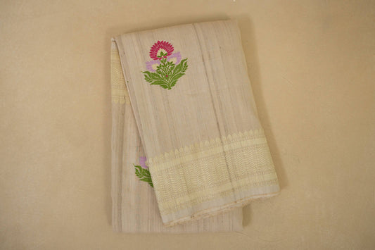 folded Tussar Color Banarasi Silk Saree
