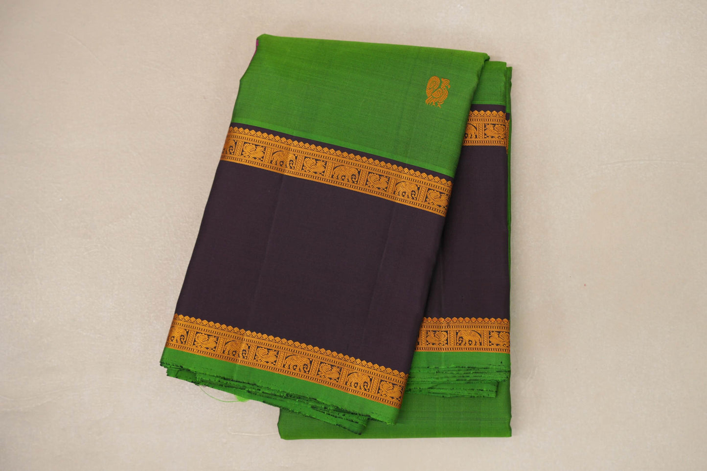 Bright leaf green with Deep Plum Vintage Kanjivaram Silk Saree SS9060