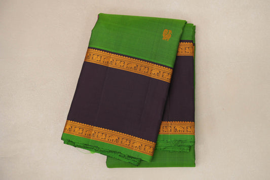 Bright leaf green with Deep Plum Vintage Kanjivaram Silk Saree SS9060
