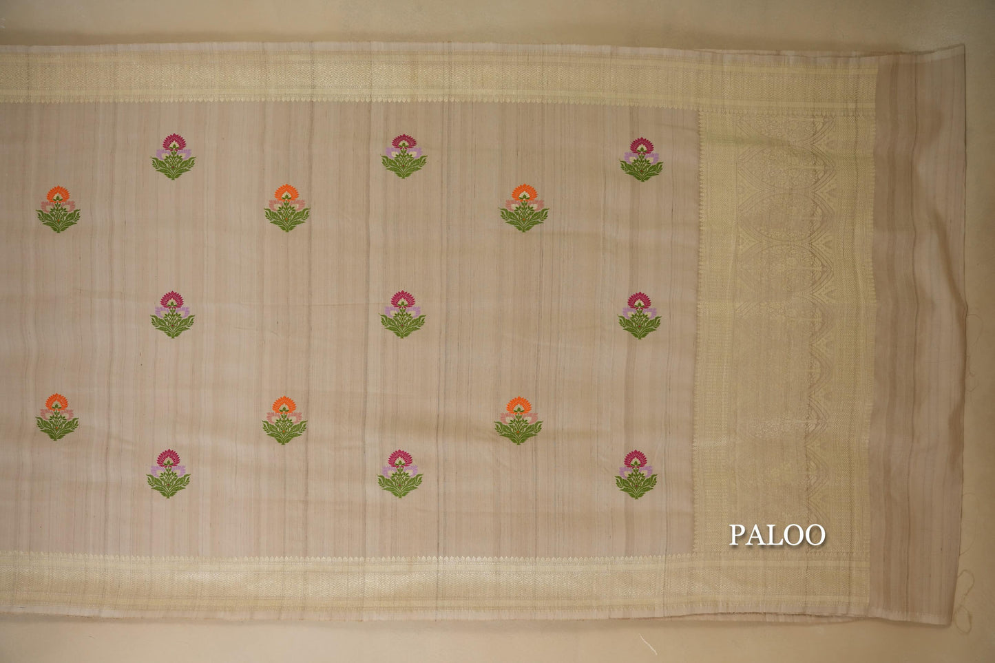 Tussar Color Banarasi Silk Saree paloo