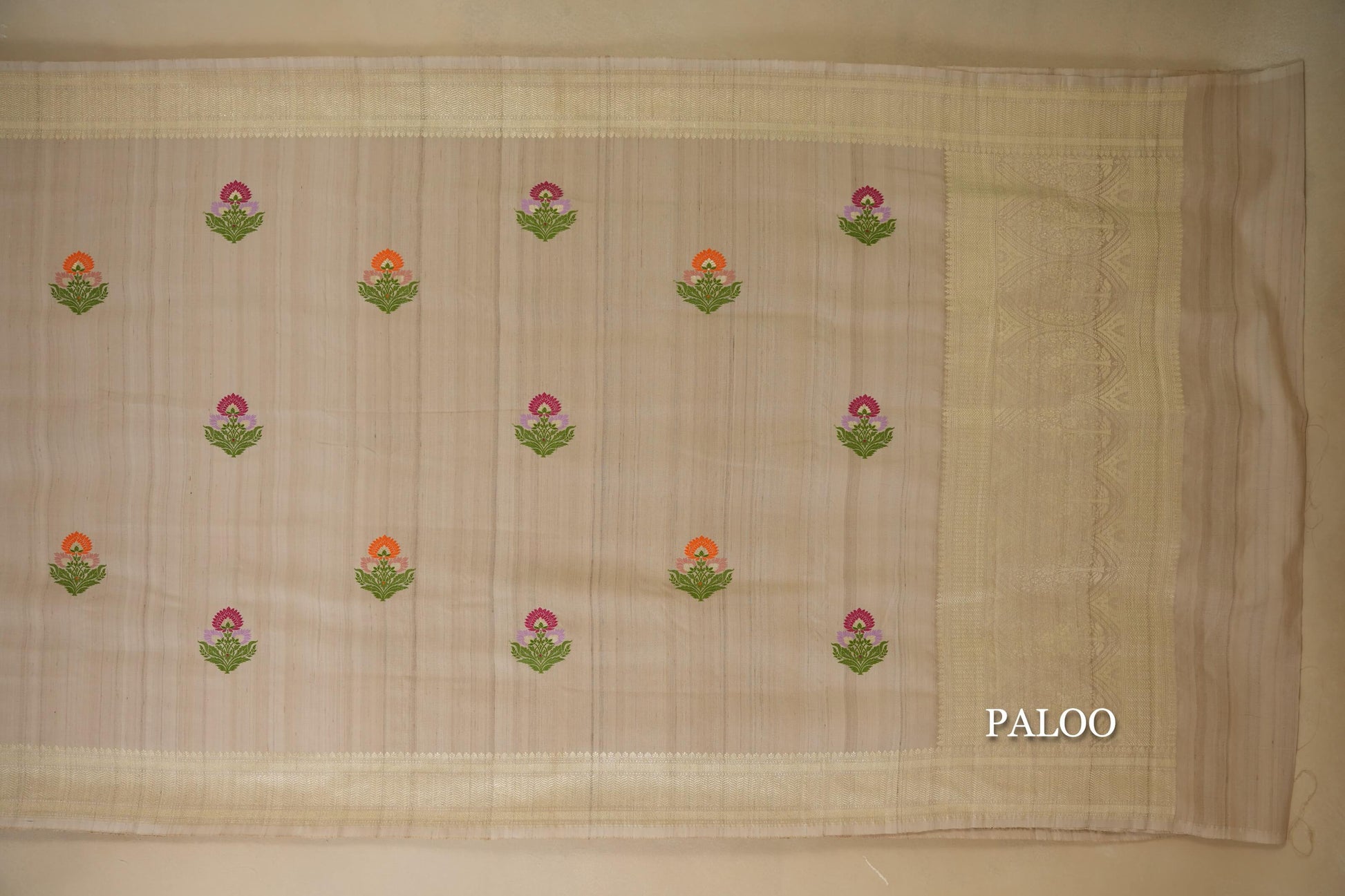 Tussar Color Banarasi Silk Saree paloo
