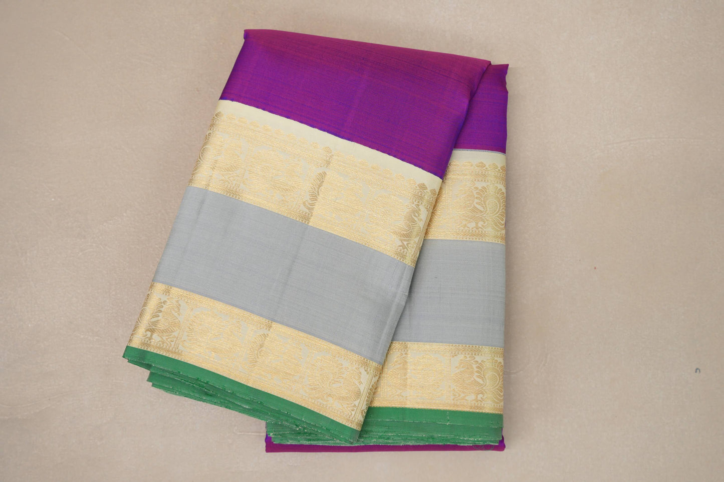 Dual Tone Pink and Blue Vintage Kanjivaram Silk Saree SS9061