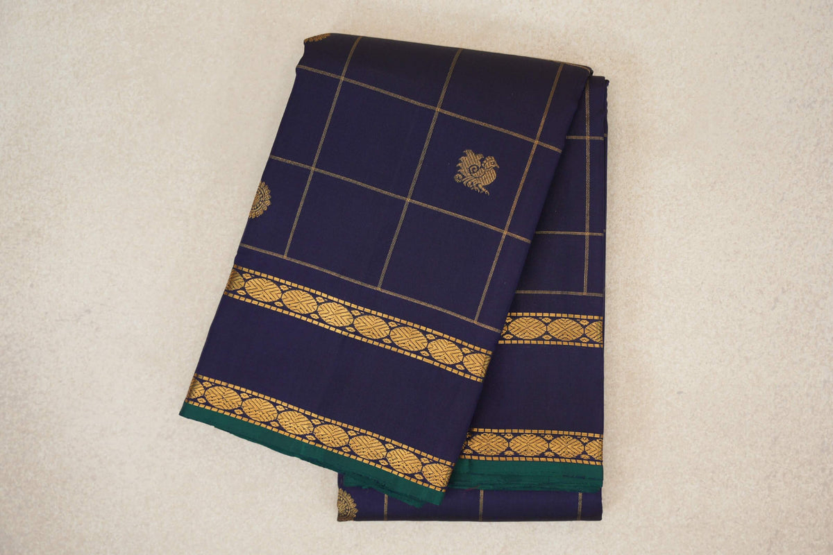 Deep Navy Blue Vintage Kanjivaram Silk Saree SS10185
