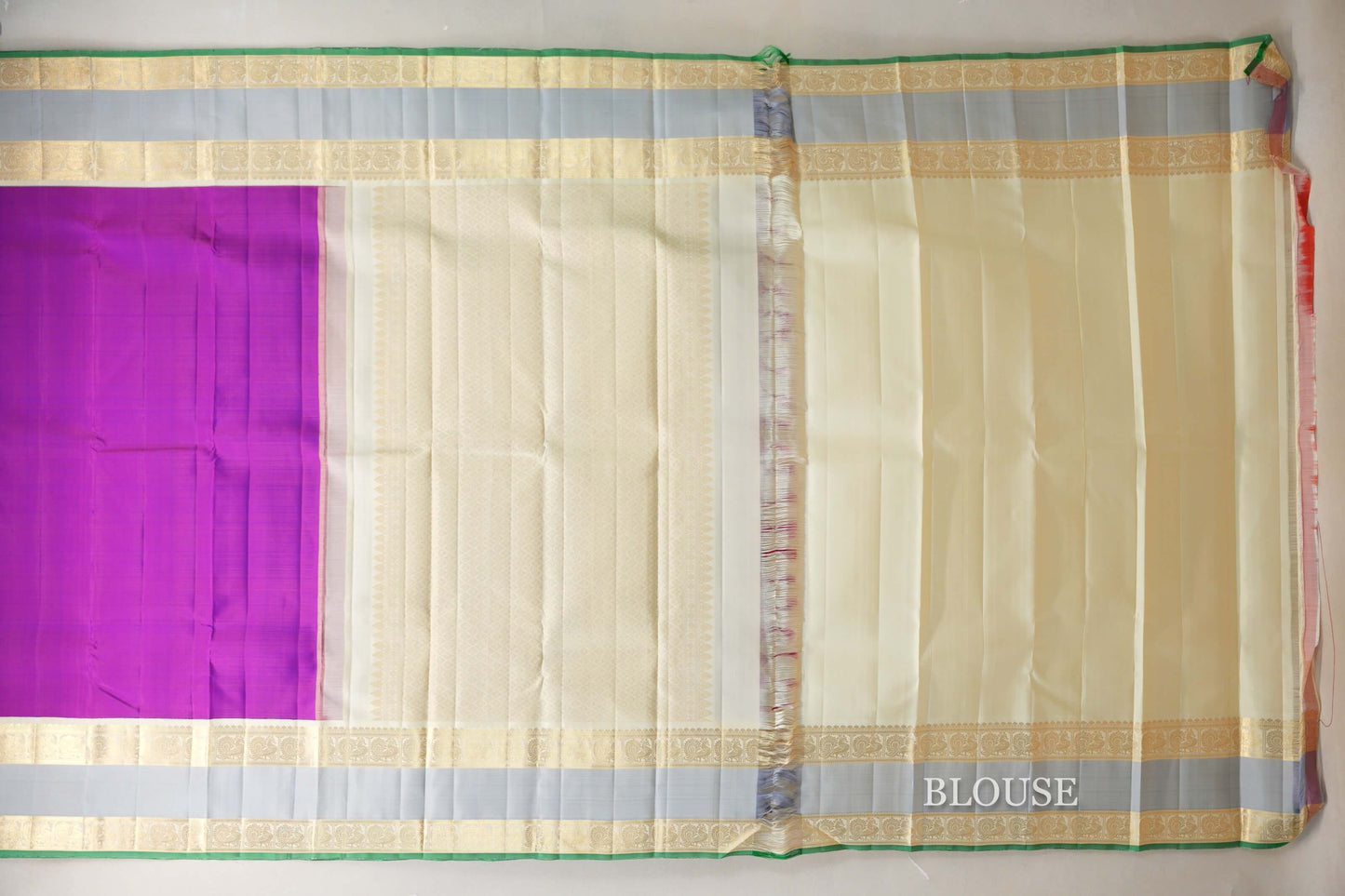 Dual Tone Pink and Blue Vintage Kanjivaram Silk Saree SS9061
