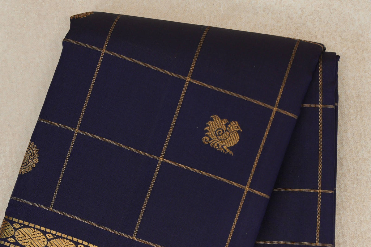 Deep Navy Blue Vintage Kanjivaram Silk Saree SS10185