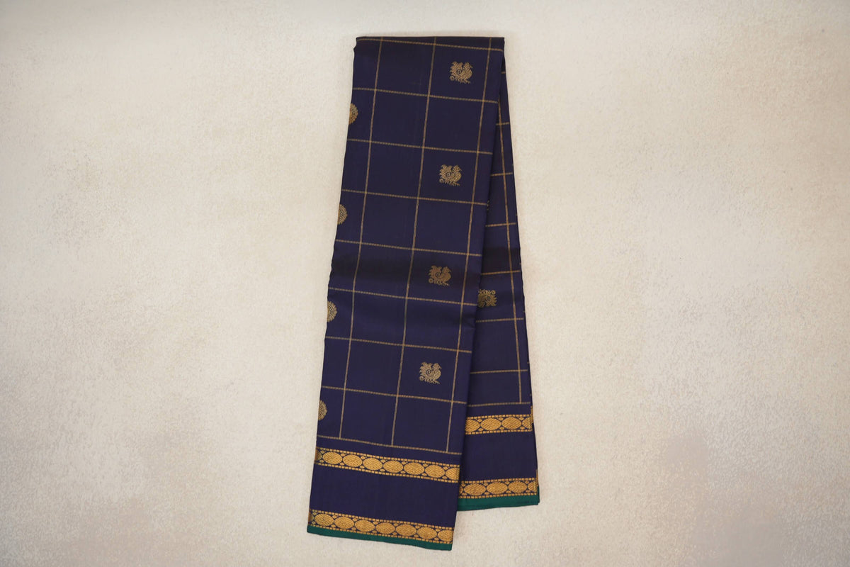 Deep Navy Blue Vintage Kanjivaram Silk Saree SS10185