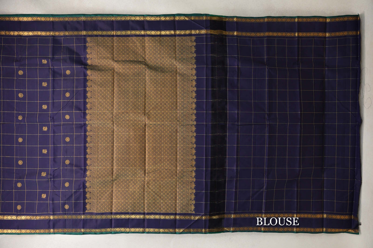 Deep Navy Blue Vintage Kanjivaram Silk Saree SS10185