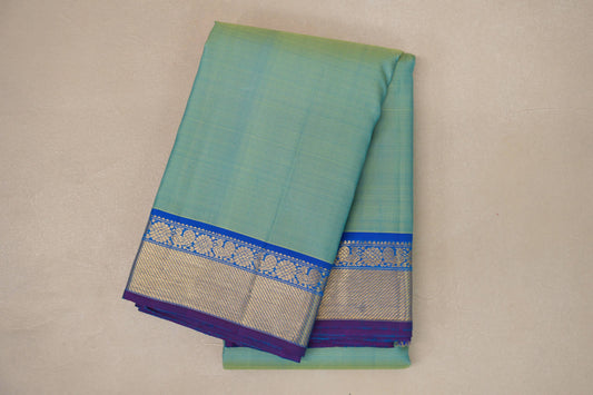 Dual Tone Yellow and Aqua Blue Vintage Kanjivaram Silk Saree SS9062