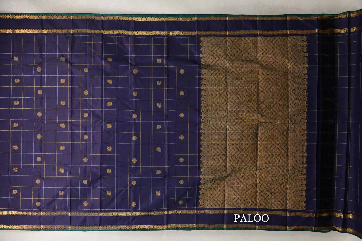 Deep Navy Blue Vintage Kanjivaram Silk Saree SS10185