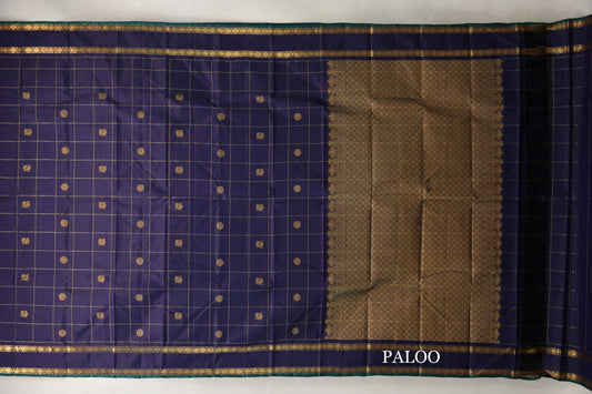Deep Navy Blue Vintage Kanjivaram Silk Saree SS10185