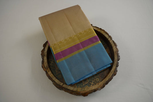 Beige light weight kanchipuram saree